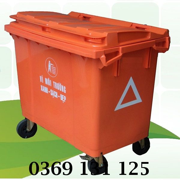 Thùng rác composite có bánh xe 660 L bền đẹp, giá rẻ